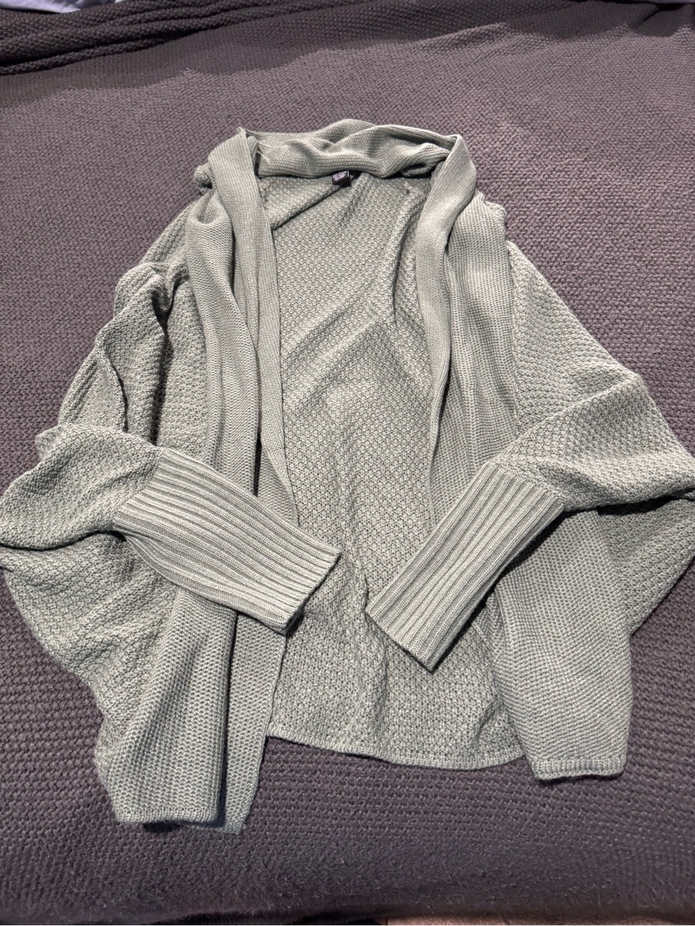 Open-Front Olive Green Women's Knit Cardigan Sweater